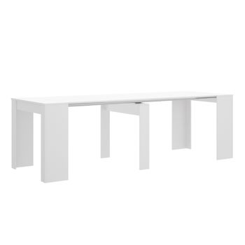 Mesa Extensible Comedor Cocina - Kiona - 77x54-239x90 - Blanco Brillo