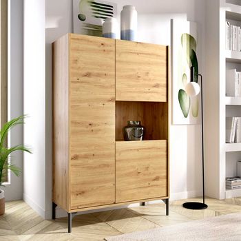 Librería Estantería Color Blanco Kamet 1 Puerta Corredera Comedor Moderno  Salón 180x80x30 Cm con Ofertas en Carrefour