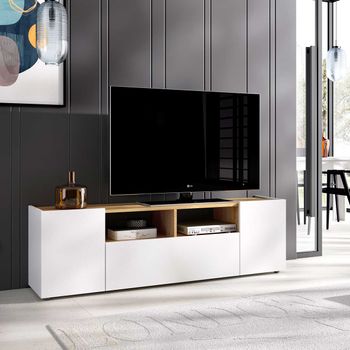 Mueble Bajo Tv Isola 3 Puertas Blanco/nordic 44x142x35 Cm