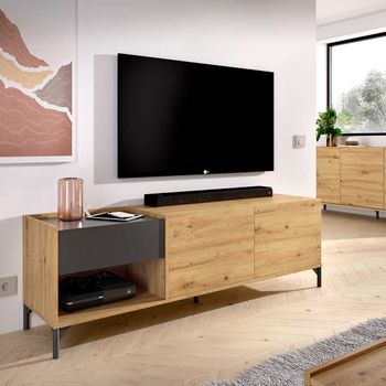 Mueble Bajo De Tv Lund Nordic/grafito 48,6x164x39,8 Cm