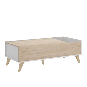 Mesa De Centro Elevable - Ness - 41x99x60 - Blanco / Natural