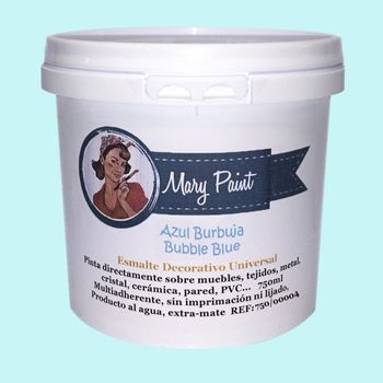 Pintura Muebles Al Agua Multisuperficie Acabado Mate Azul Burbuja 750 Ml Mary Paint