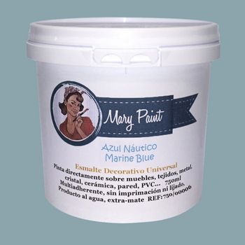 Pintura Muebles Al Agua Multisuperficie Acabado Mate Azul Náutico 750 Ml Mary Paint