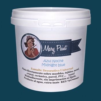 Pintura Muebles Al Agua Multisuperficie Acabado Mate Azul Noche 750 Ml Mary Paint