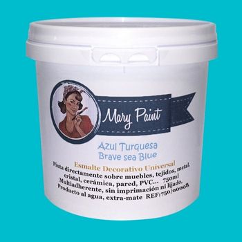 Pintura Muebles Al Agua Multisuperficie Acabado Mate Azul Turquesa 750 Ml Mary Paint