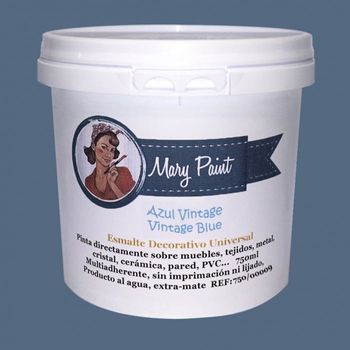 Pintura Muebles Al Agua Multisuperficie Acabado Mate Azul Vintage 750 Ml Mary Paint