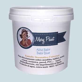 Pintura Muebles Al Agua Multisuperficie Acabado Mate Azul Baby 750 Ml Mary Paint