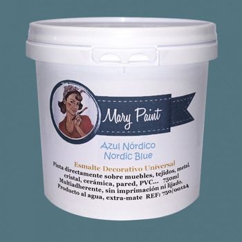 Pintura Muebles Al Agua Multisuperficie Acabado Mate Azul Nórdico 750 Ml Mary Paint