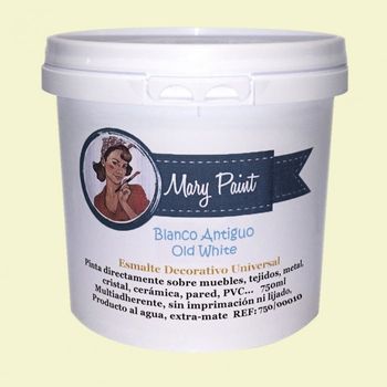 Pintura Muebles Al Agua Multisuperficie Acabado Mate Blanco Antiguo 750 Ml Mary Paint