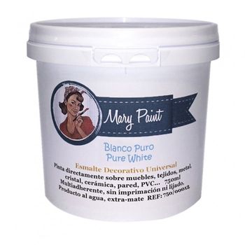 Pintura Muebles Al Agua Multisuperficie Acabado Mate Blanco Puro 750 Ml Mary Paint