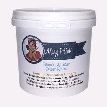 Pintura Muebles Al Agua Multisuperficie Acabado Mate Blanco Azúcar 750 Ml Mary Paint