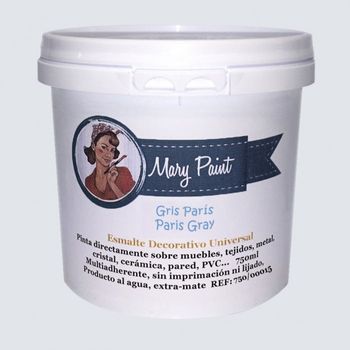 Pintura Muebles Al Agua Multisuperficie Acabado Mate Gris París 750 Ml Mary Paint