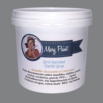 Pintura Muebles Al Agua Multisuperficie Acabado Mate Gris Vanidad 750 Ml Mary Paint