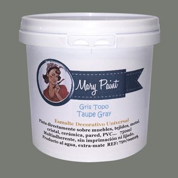 Pintura Muebles Al Agua Multisuperficie Acabado Mate Gris Topo 750 Ml Mary Paint