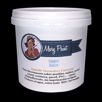 Pintura Muebles Al Agua Multisuperficie Acabado Mate Negro 750 Ml Mary Paint