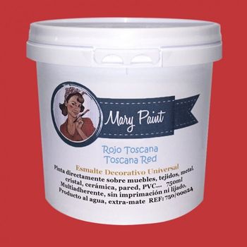 Pintura Muebles Al Agua Multisuperficie Acabado Mate Rojo Toscana 750 Ml Mary Paint