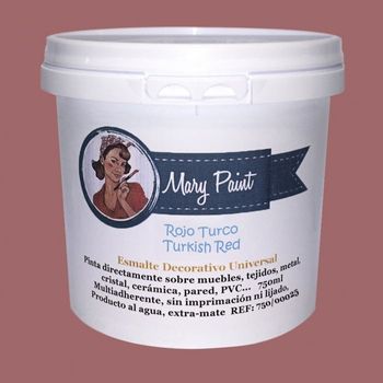 Pintura Muebles Al Agua Multisuperficie Acabado Mate Rojo Turco 750 Ml Mary Paint