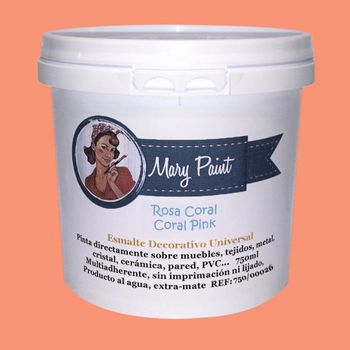 Pintura Muebles Al Agua Multisuperficie Acabado Mate Rosa Coral 750 Ml Mary Paint