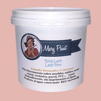 Pintura Muebles Al Agua Multisuperficie Acabado Mate Rosa Lady 750 Ml Mary Paint