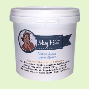 Pintura Muebles Al Agua Multisuperficie Acabado Mate Verde Agua 750 Ml Mary Paint