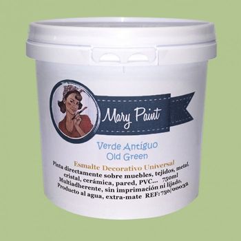 Pintura Muebles Al Agua Multisuperficie Acabado Mate Verde Antiguo 750 Ml Mary Paint