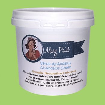 Pintura Muebles Al Agua Multisuperficie Acabado Mate Verde Al-andalus 750 Ml Mary Paint