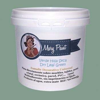 Pintura Muebles Al Agua Multisuperficie Acabado Mate Verde Hoja Seca 750 Ml Mary Paint