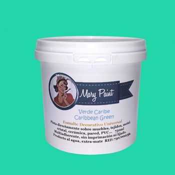 Pintura Muebles Al Agua Multisuperficie Acabado Mate Verde Caribe 750 Ml Mary Paint