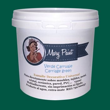 Pintura Muebles Al Agua Multisuperficie Acabado Mate Verde Carruaje 750 Ml Mary Paint