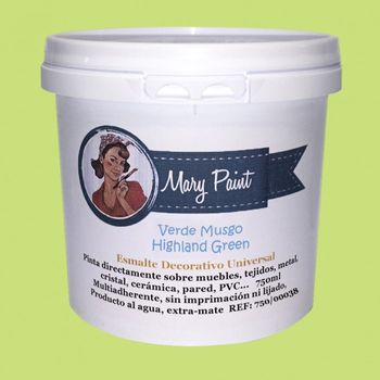 Pintura Muebles Al Agua Multisuperficie Acabado Mate Verde Musgo 750 Ml Mary Paint