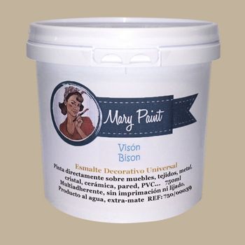 Pintura Muebles Al Agua Multisuperficie Acabado Mate Visón 750 Ml Mary Paint