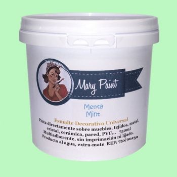 Pintura Muebles Al Agua Multisuperficie Acabado Mate Verde Mint 750 Ml Mary Paint