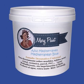 Pintura Muebles Al Agua Multisuperficie Acabado Mate Azul Mediterráneo 750 Ml Mary Paint