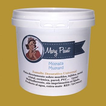 Pintura Muebles Al Agua Multisuperficie Acabado Mate Mostaza 750 Ml Mary Paint