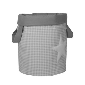 Bolsa Juguetero Acolchado 30x40cm Vichy-estrellas Gris