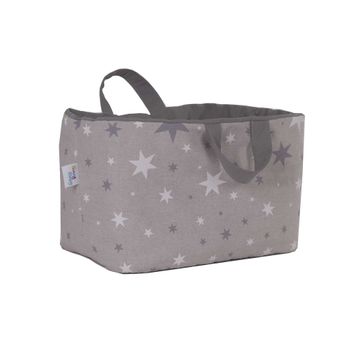 Bolsa Juguetero Acolchado 30x45x27cm Estrellas Gris