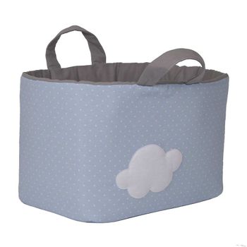 Bolsa Juguetero Acolchado 30x45x27cm Motas-nube Azul