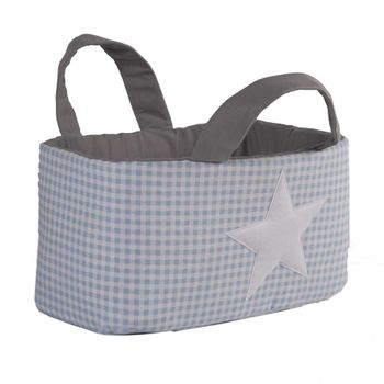 Bolsa Juguetero Acolchado 30x45x27cm Vichy-estrellas Azul