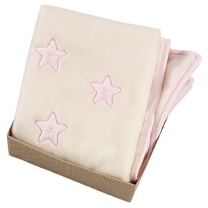 Manta Mini-cuna / Capazo Bebé, Raschel Bordado, Mod. Estrellas Rosa