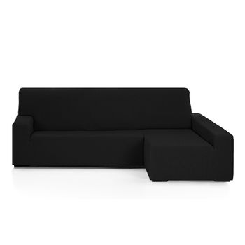 Funda De Sofá Chaise Longue Modelo Emilia:color - Negro, Posición Chaise Longe - Brazo Derecho Largo