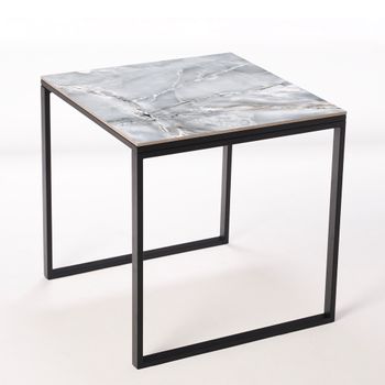 Mesa Cerámica Smart Smerato 75x75x75cm Negra, Apta Para Interior Y Exterior, Superficie Porcelánica Y Estructura De Acero Smartile