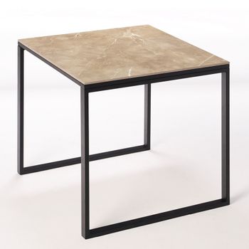 Mesa Cerámica Smart Noce 90x90x75cm Negra, Apta Para Interior Y Exterior, Superficie Porcelánica Y Estructura De Acero Smartile