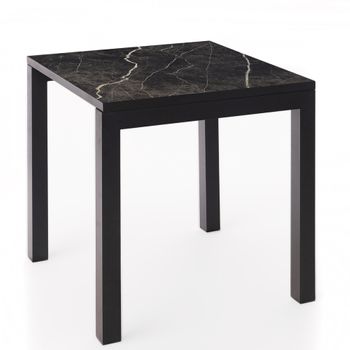 Mesa Cerámica Luxury Black Matt 90x90x75cm Negra, Apta Para Interior Y Exterior, Superficie Porcelánica Y Estructura De Acero Smartile