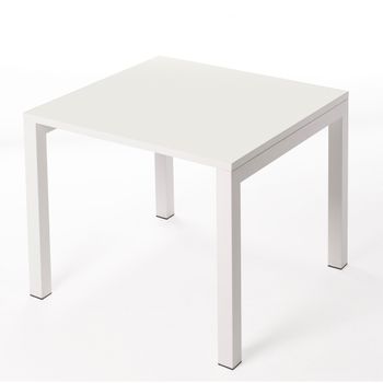 Mesa Cerámica Luxury White Frost 90x90x75cm Blanca, Apta Para Interior Y Exterior, Superficie Porcelánica Y Estructura De Acero Smartile