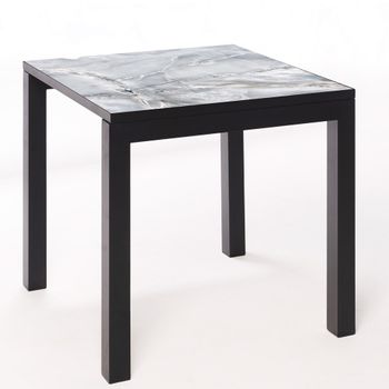 Mesa Cerámica Luxury Smerato 75x75x75cm Negro, Apta Para Interior Y Exterior, Superficie Porcelánica Y Estructura De Acero Smartile