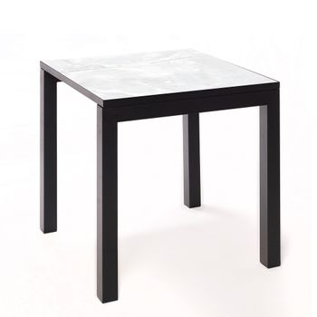 Mesa Cerámica Luxury Calacata 75x75x75cm Negra, Apta Para Interior Y Exterior, Superficie Porcelánica Y Estructura De Acero Smartile