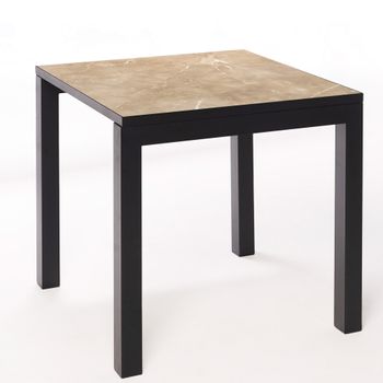 Mesa Cerámica Luxury Noce 75x75x75cm Negra, Apta Para Interior Y Exterior, Superficie Porcelánica Y Estructura De Acero Smartile