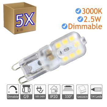 Bombilla Led G9 Regulable 2.5w Blanco 3000k Calido Blister 5 Uds