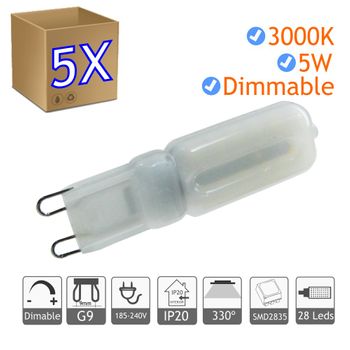 Bombilla Led G9 Regulable 5w Blanco 3000k Calido Blister 5 Uds