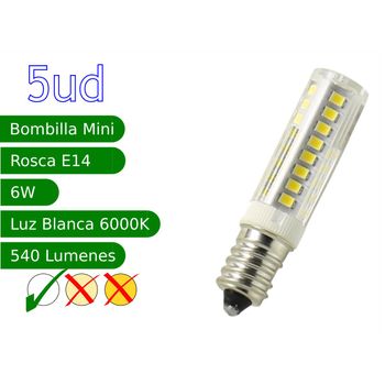 Bombilla Led E14 Miniatura 6w Blanco 6000k Frio Blister 5 Uds